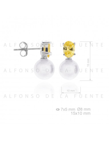 P.DE PENDIENTES PLATA ZIRC.Y PERLA